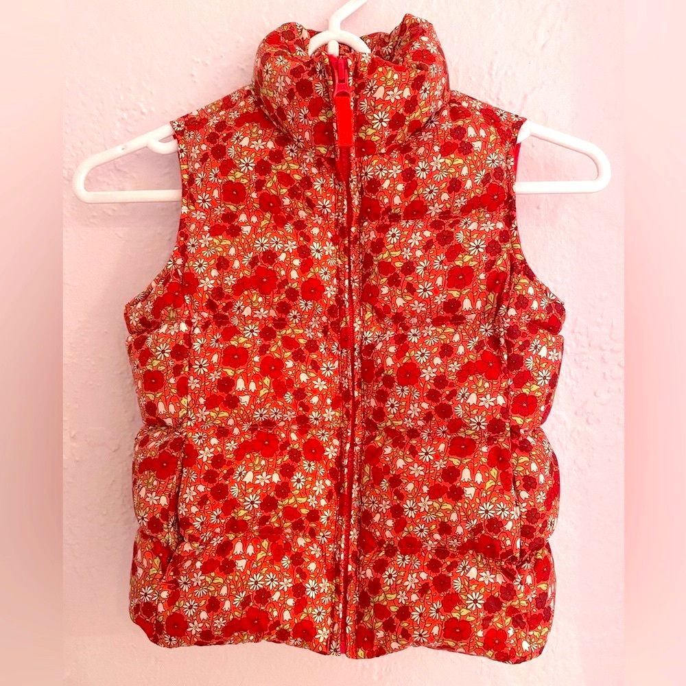 Lands End Floral Spring Puffer Vest
